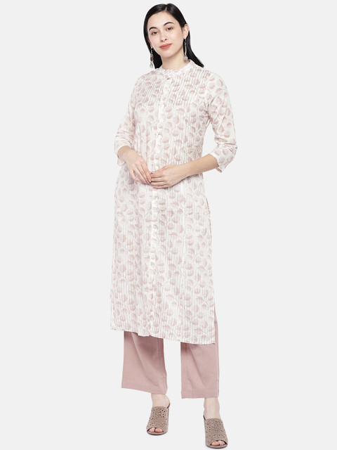 Prakrti Women Brown & White Printed Kurta with Trousers
Prakrti Women Brown & White Printed Kurta with Trousers