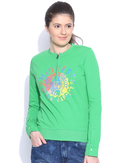 American Swan Green Printed Sweatshirt