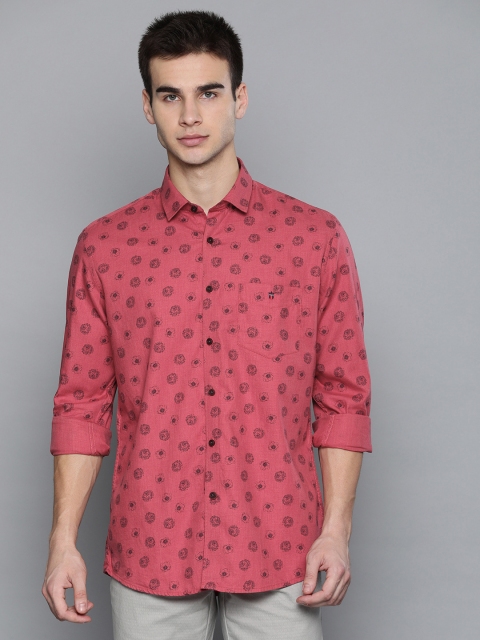 Louis Philippe Sport Men Red & Black Slim Fit Printed Casual Shirt