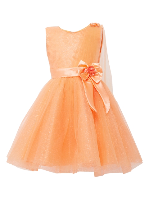 BETTY Girls Orange Solid Fit and Flare Dress
