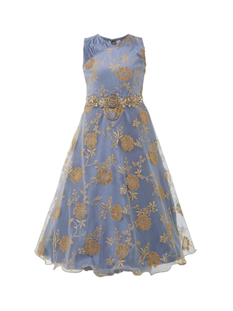 BETTY Girls Blue Self Design Maxi Dress