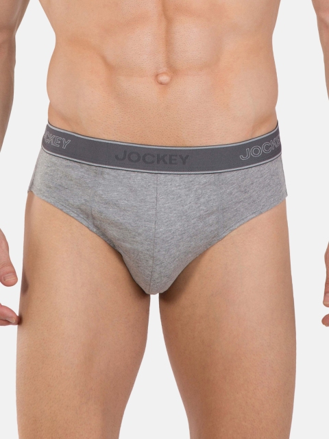 Jockey Men Grey Melange Solid Briefs 1010-0105