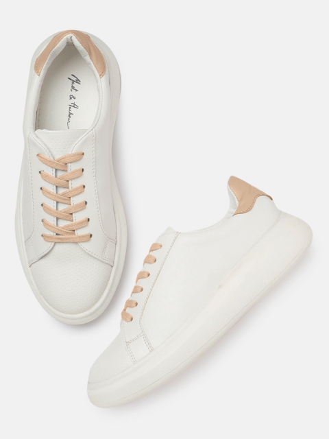 Mast & Harbour Women White Solid Sneakers
