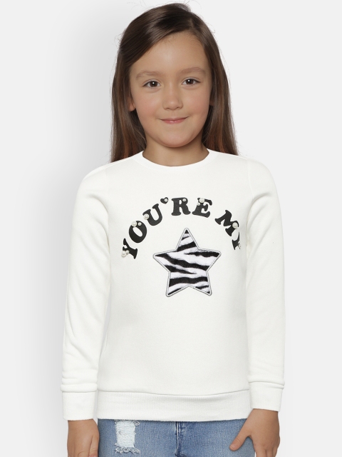 Fox Girls Off-White Printed Sweatshirt
