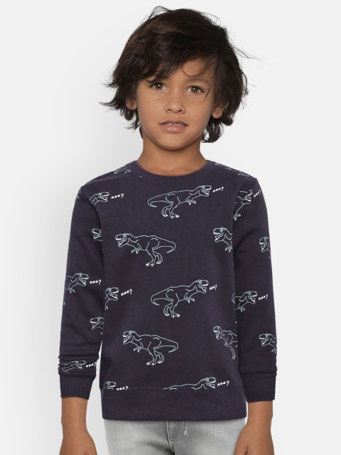 Fox Boys Navy Blue Printed Sweatshirt