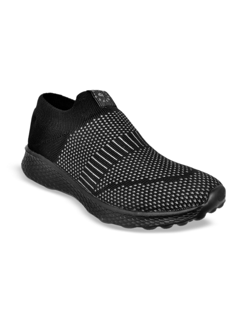 Allen Cooper Men Black Textile Flyknit Walking Shoes
