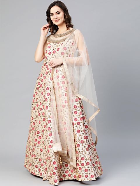 Chhabra 555 Cream-Coloured & Pink Made to Measure Embroidered Cocktail Gown with Dupatta
Chhabra 555 Cream-Coloured & Pink Made to Measure Embroidered Cocktail Gown with Dupatta