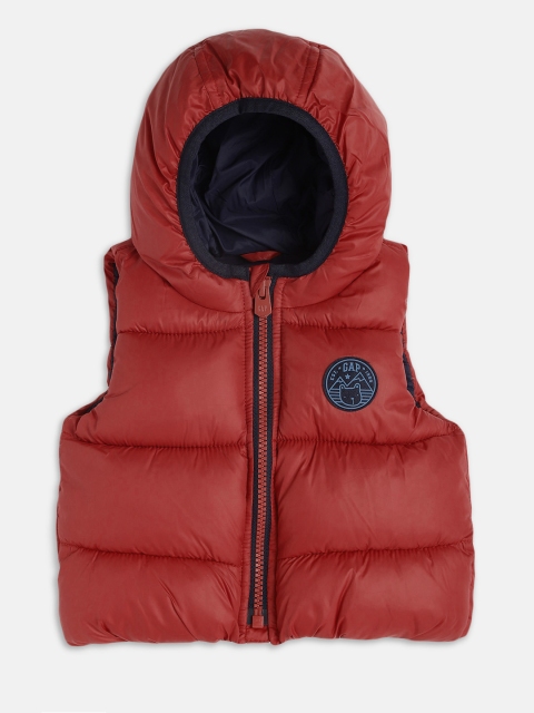 GAP Baby Boy Red Solid Puffer Vest Jacket