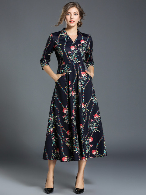 JC Collection Women Navy Blue & Pink Printed Fit and Flare Dress
JC Collection Women Navy Blue & Pink Printed Fit and Flare Dress