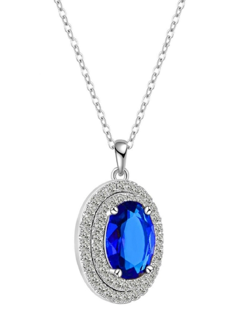 AQUASTREET Platinum-Plated & Blue Cubic Zirconia Stone Studded Pendant With Chain, Silver
AQUASTREET Platinum-Plated & Blue Cubic Zirconia Stone Studded Pendant With Chain, Silver