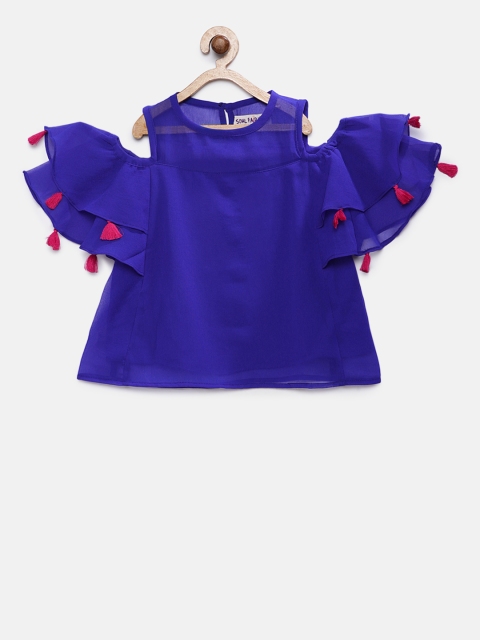 Soul Fairy Girls Blue Solid A-Line Top