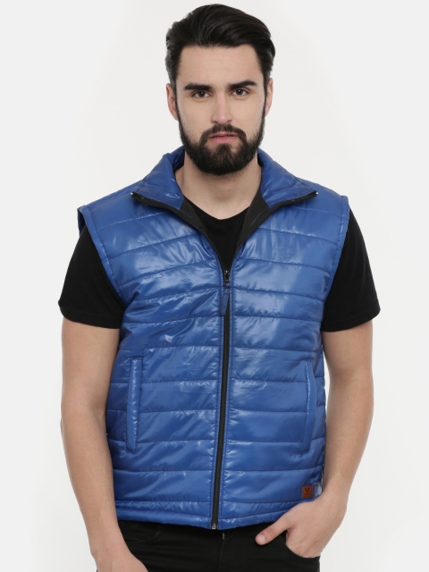 UNSULLY Men Blue Solid Padded Jacket