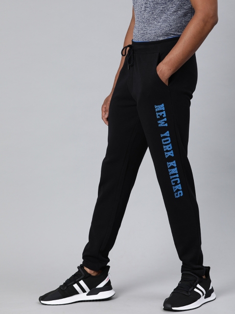 NBA Men Navy Blue Solid Track Pants with Printed Detail