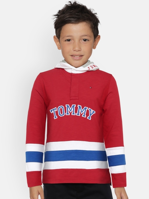 Tommy Hilfiger Boys Red Printed Hood T-shirt