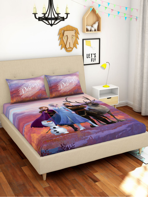 SPACES Blue & Red Frozen 2 Cartoon Characters 180 TC Cotton Queen Bedsheet & Pillow Covers 
SPACES Blue & Red Frozen 2 Cartoon Characters 180 TC Cotton Queen Bedsheet & Pillow Covers
