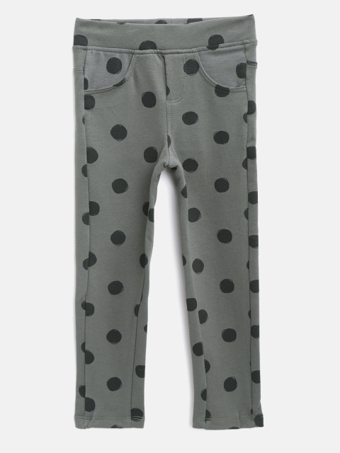 COOL CLUB Girls Charcoal Grey & Black Printed Leggings