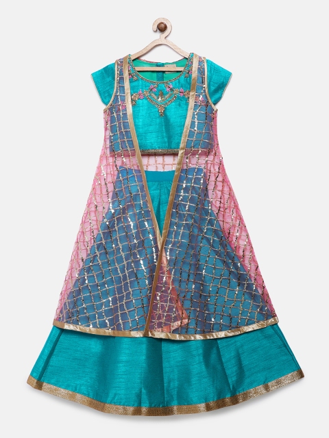 Rianna Girls Sea Green & Pink Embroidered Ready to Wear Lehenga & Blouse with Dupatta
Rianna Girls Sea Green & Pink Embroidered Ready to Wear Lehenga & Blouse with Dupatta