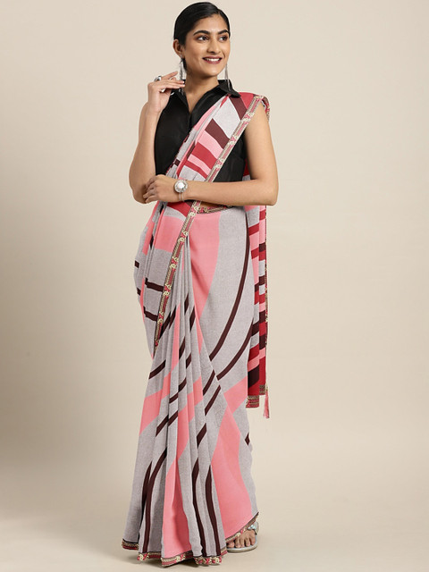 Triveni Multicoloured Striped Poly Georgette Saree, Multi
Triveni Multicoloured Striped Poly Georgette Saree, Multi