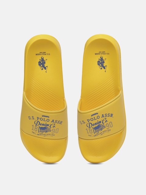 U.S. Polo Assn. Men Yellow Printed Sliders