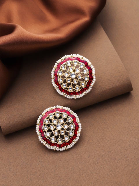 Zobby Maroon Gold-Plated Kundan & Beaded Meenakri Handcrafted Oversized Circular Studs
Zobby Maroon Gold-Plated Kundan & Beaded Meenakri Handcrafted Oversized Circular Studs