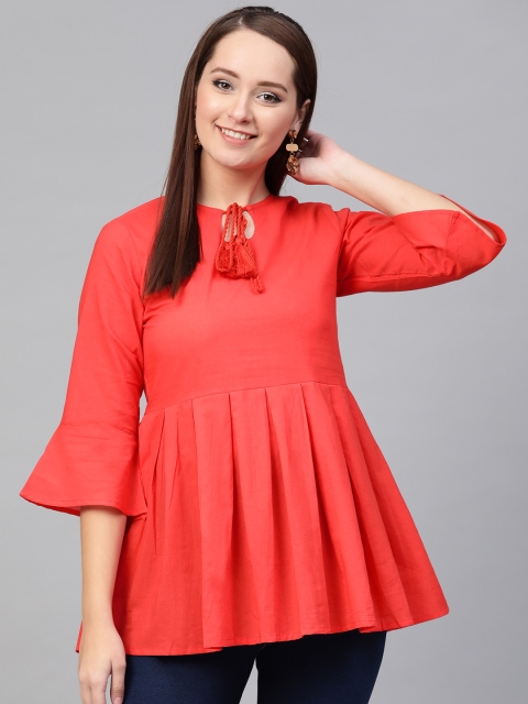 Nayo Women Red Solid A-Line Top