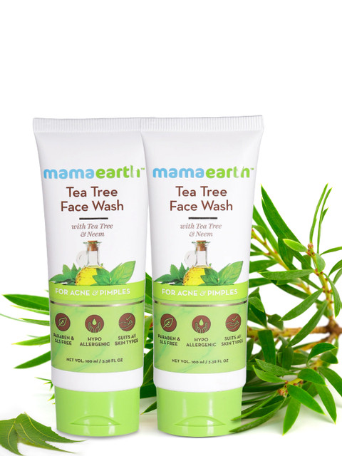 Mamaearth Set of 2 Sustainable Tea Tree Face Wash with Neem for Acne - 100 ml Each, White
Mamaearth Set of 2 Sustainable Tea Tree Face Wash with Neem for Acne - 100 ml Each, White