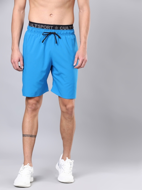 Cultsport Men Blue Solid Regular Fit Sports Shorts
