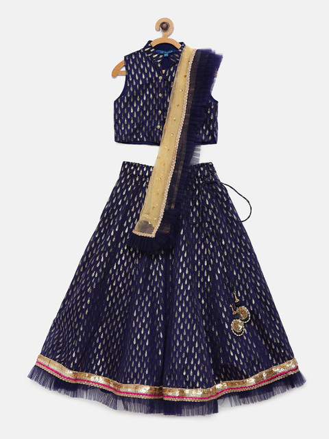 Lil Peacock Girls Navy Blue & Gold-Coloured Ready to Wear Lehenga & Blouse with Dupatta
Lil Peacock Girls Navy Blue & Gold-Coloured Ready to Wear Lehenga & Blouse with Dupatta