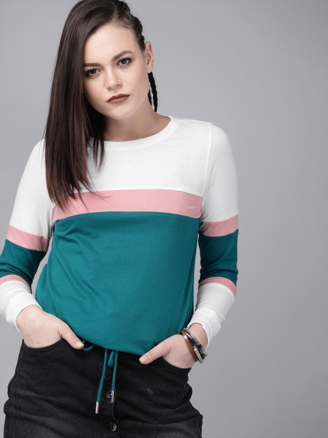 The Roadster Lifestyle Co Women Teal Blue White Colourblocked Round Neck Pure Cotton T-shirt
The Roadster Lifestyle Co Women Teal Blue White Colourblocked Round Neck Pure Cotton T-shirt