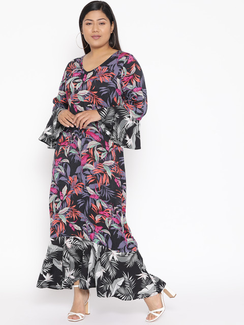Revolution Plus Size Women Black Orange Tropical Printed Maxi Dress
Revolution Plus Size Women Black Orange Tropical Printed Maxi Dress