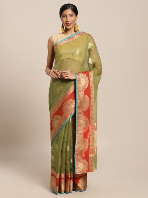 Mitera Green Art Silk Woven Design Kota Saree