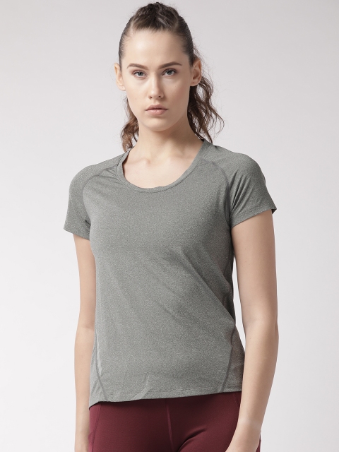 Fitkin Women Charcoal Solid Round Neck Running T-shirt