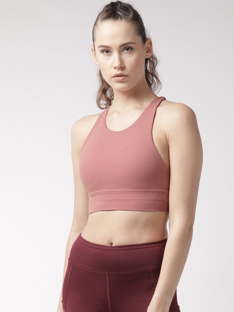 Fitkin Dusty Pink Solid Non-Wired Lightly Padded Sports Bra B16
