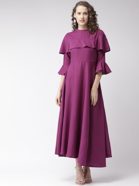 U&F Women Purple Solid Maxi Dress