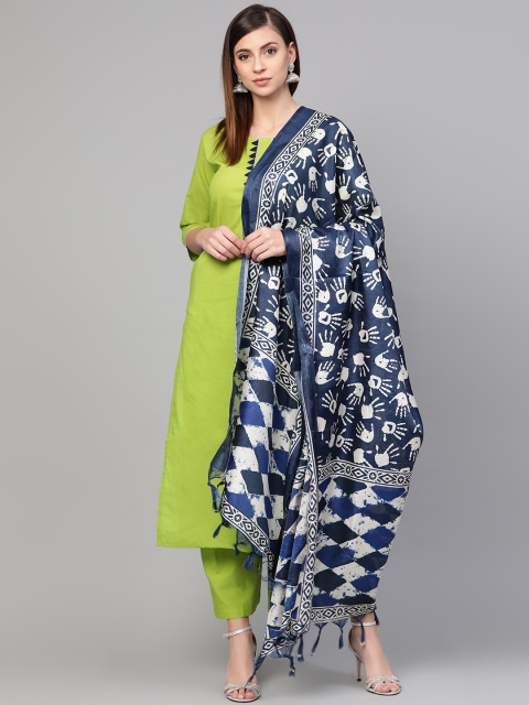 AASI - HOUSE OF NAYO Women Green & Navy Blue Solid Kurta with Palazzos & Dupatta
AASI - HOUSE OF NAYO Women Green & Navy Blue Solid Kurta with Palazzos & Dupatta
