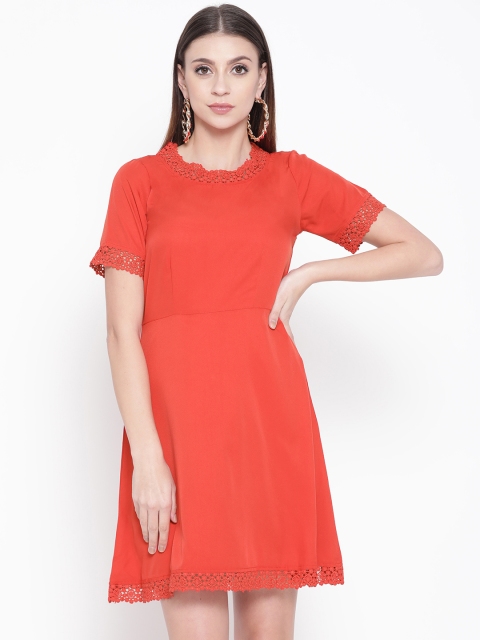 MsFQ Women Red Solid A-Line Dress