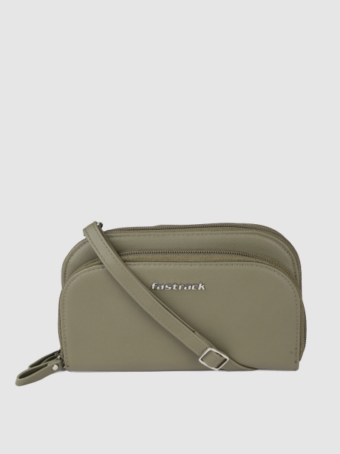 Fastrack Women Olive Green Solid Zip Around Wallet