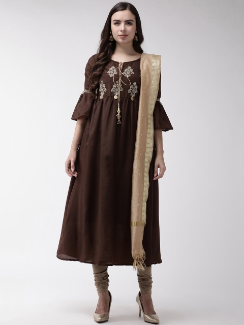 RANGMAYEE Women Brown & Beige Yoke Design Empire A-Line Kurta with Churidar & Dupatta
RANGMAYEE Women Brown & Beige Yoke Design Empire A-Line Kurta with Churidar & Dupatta