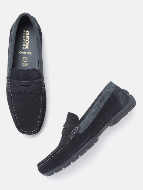Geox Men Navy Blue Suede Driving Shoes
