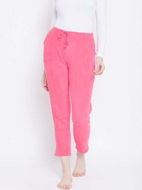 Kanvin Women Pink Solid Fleece Lounge Pants