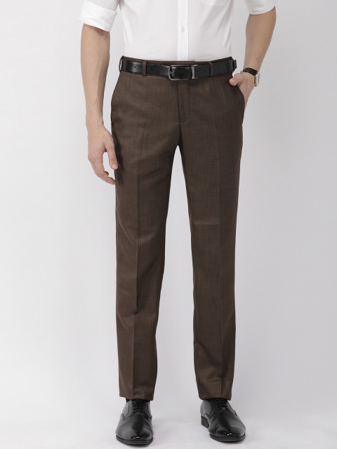 Raymond Men Brown Slim Fit Solid Formal Trousers