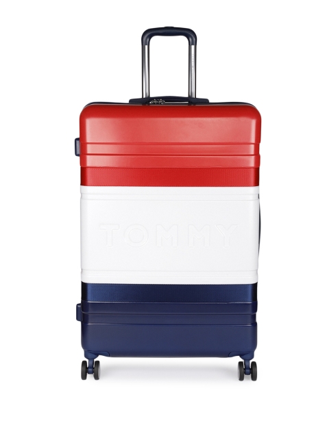 Tommy Hilfiger Unisex Red & White Colourblocked Medium Trolley Suitcase