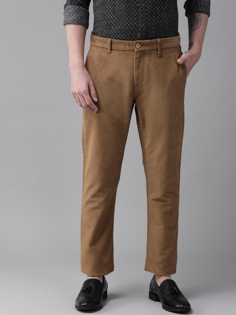 Blackberrys Men Brown Textured Corduroy Trousers