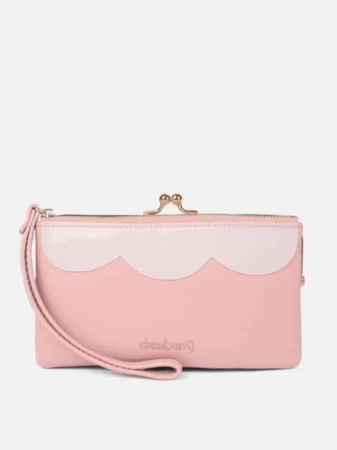 DressBerry Women Pink Solid Zip Around Wallet