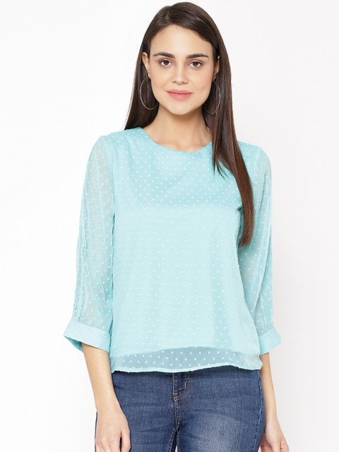 Carlton London Women Turquoise Blue Self Design Regular Top
Carlton London Women Turquoise Blue Self Design Regular Top