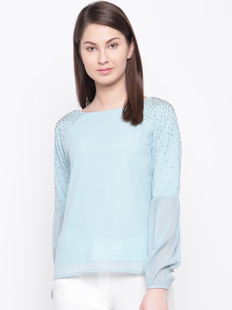 Marie Claire Women Blue Solid Top