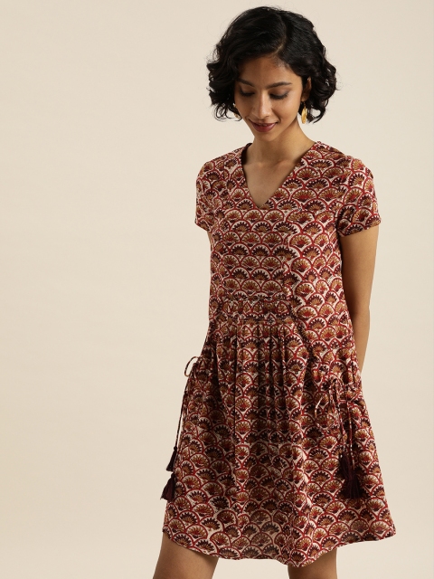 Taavi Women Off-White & Rust Red Bagru Hand Block Print Sustainable Dress with Gathers & Pockets
Taavi Women Off-White & Rust Red Bagru Hand Block Print Sustainable Dress with Gathers & Pockets