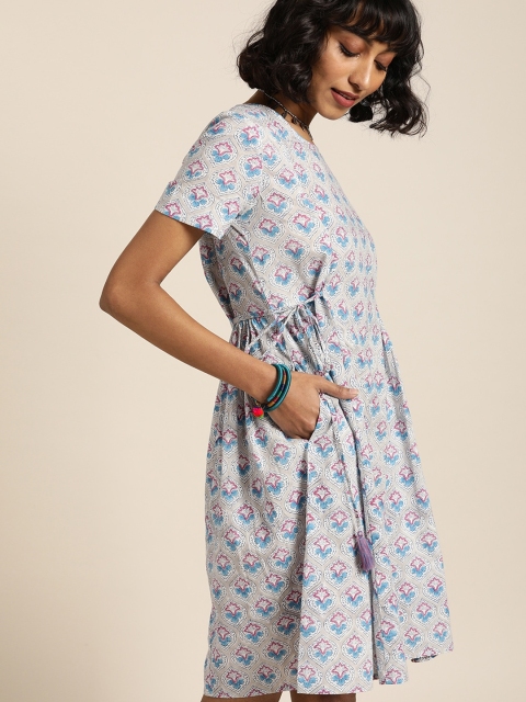 Taavi Women Beige & Blue Block Print Legacy A-Line Sustainable Dress with Tie-Up Detailing
Taavi Women Beige & Blue Block Print Legacy A-Line Sustainable Dress with Tie-Up Detailing