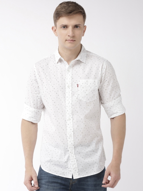 Levis Men White & Beige Regular Fit Printed Casual Shirt