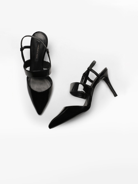 CHARLES & KEITH Women Black Solid Pumps
